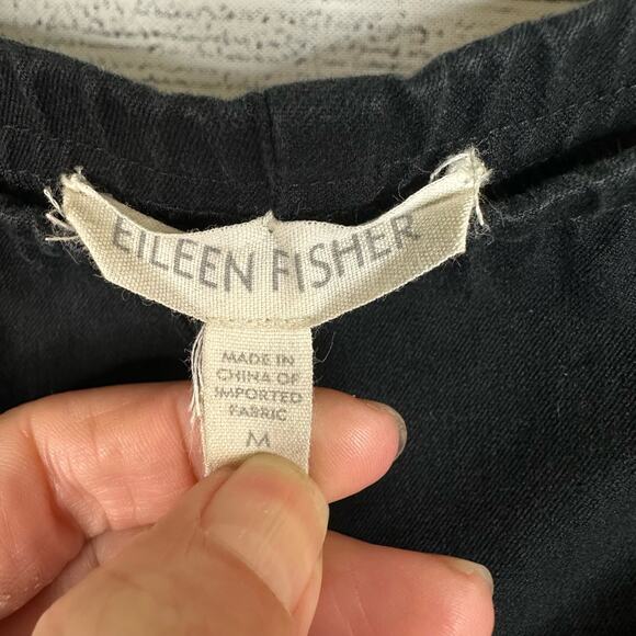 Eileen Fisher Womens size Medium Cropped Pants Side Zip Elastic Waist Black - Picture 8 of 8